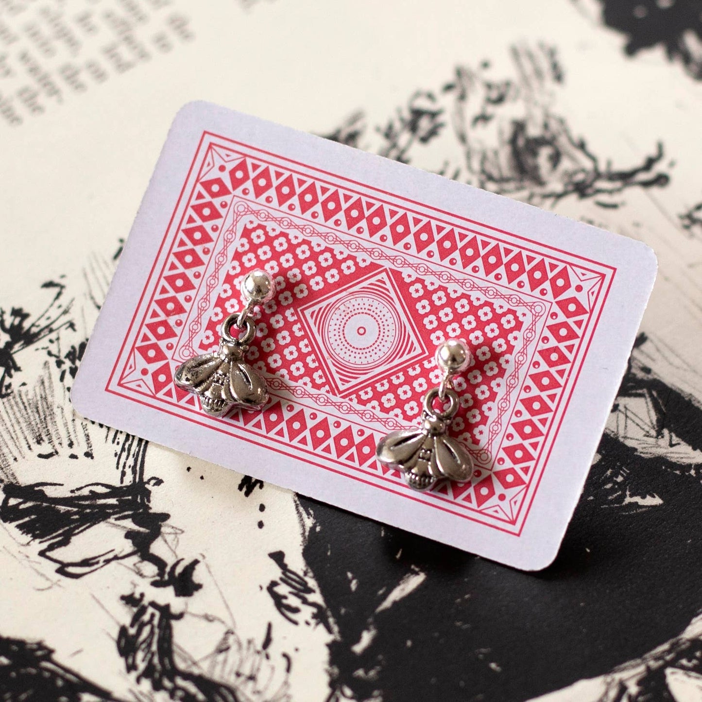Vintage Tiny Silver Bee Charm Earrings