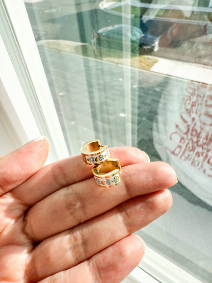 Forget Me Not Flower Gold Mini Hoops