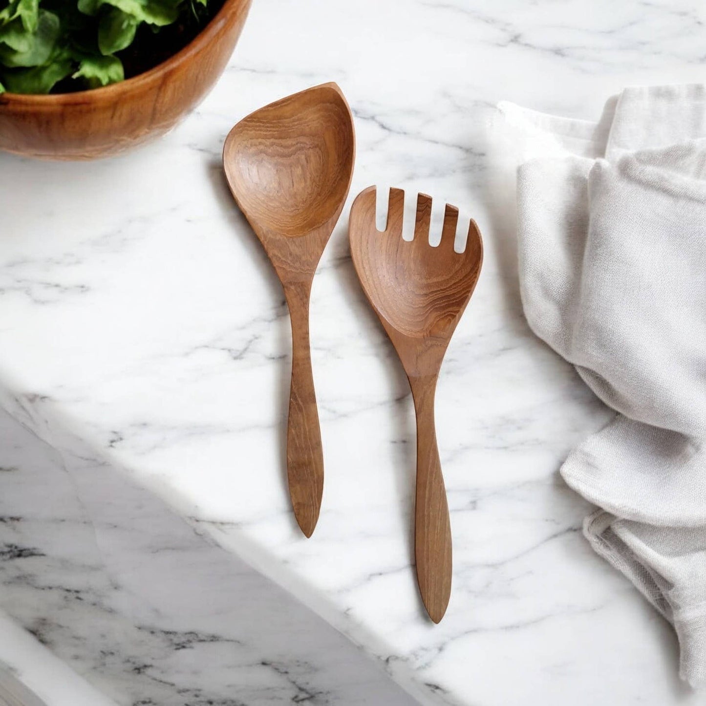 Handcrafted Teak Wood Salad Servers