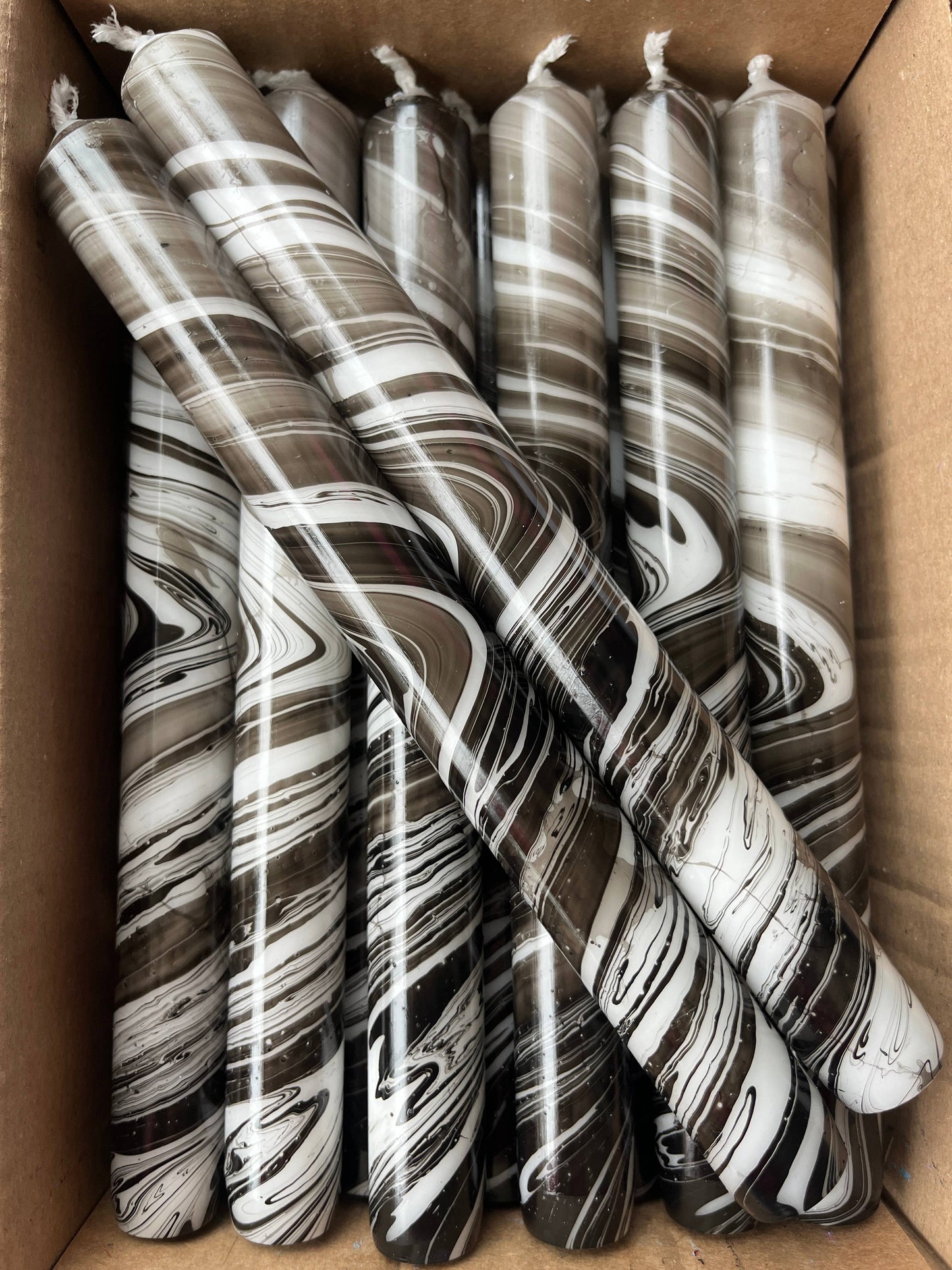 Marbled Dip Dye Taper Candles Paraffin Wax