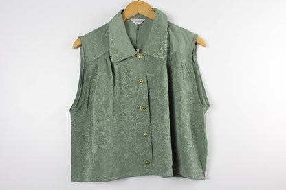 Upcycled Cropped Button-Up Blouse