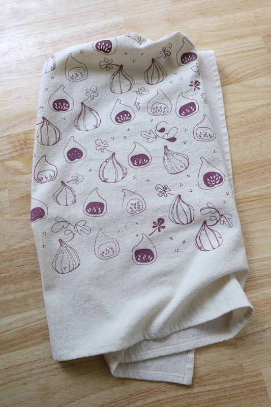Fig, Handprinted Cotton Kitchen Towel