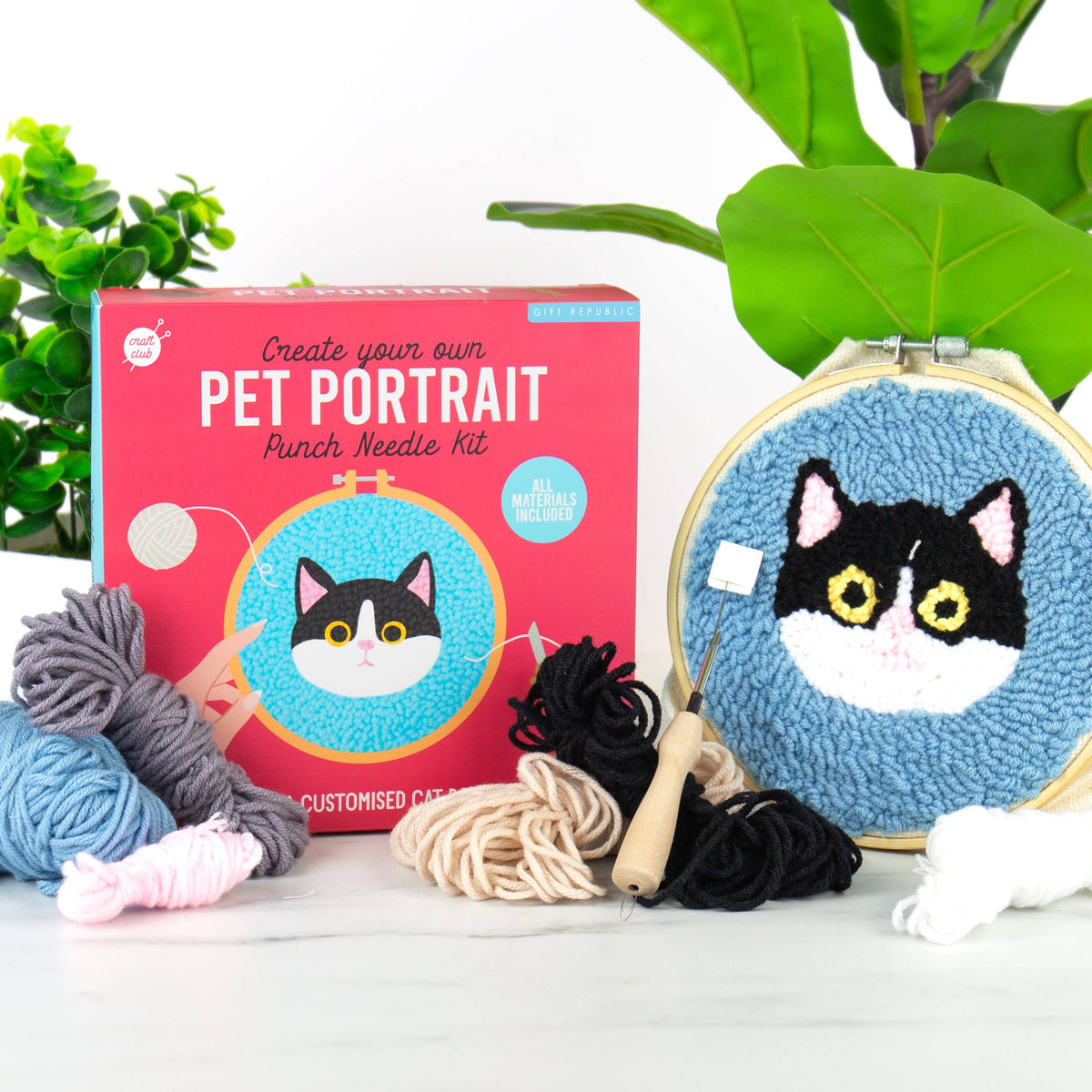 Cat Portrait Punch Needle Craft Kit