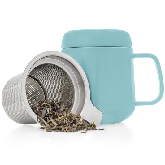 Porcelain Tea Mug with Infuser and Lid 15oz