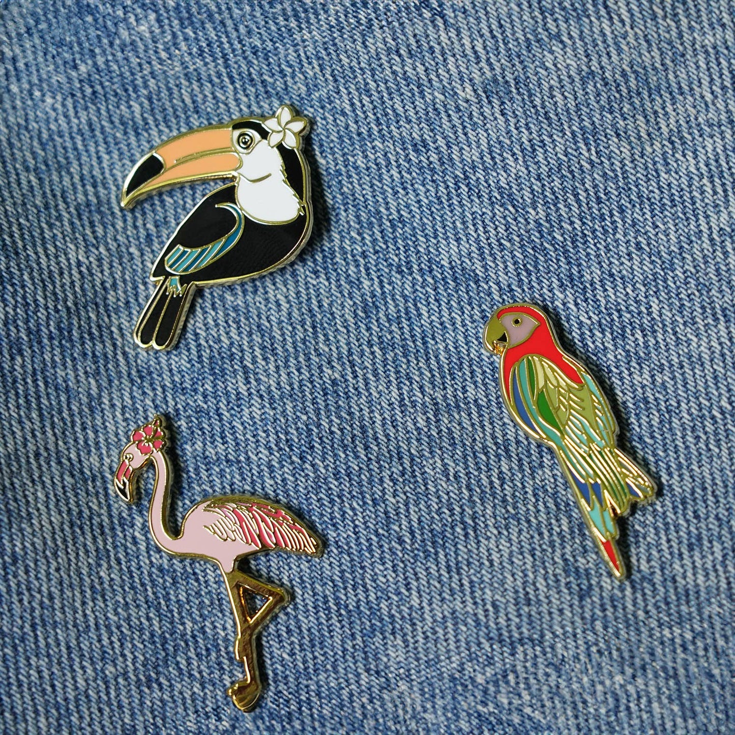 Pink Flamingo Enamel Lapel Pin Tropical
