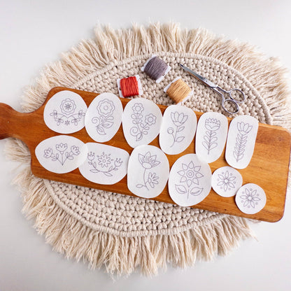 Folk Flowers Stick and Stitch Embroidery Designs