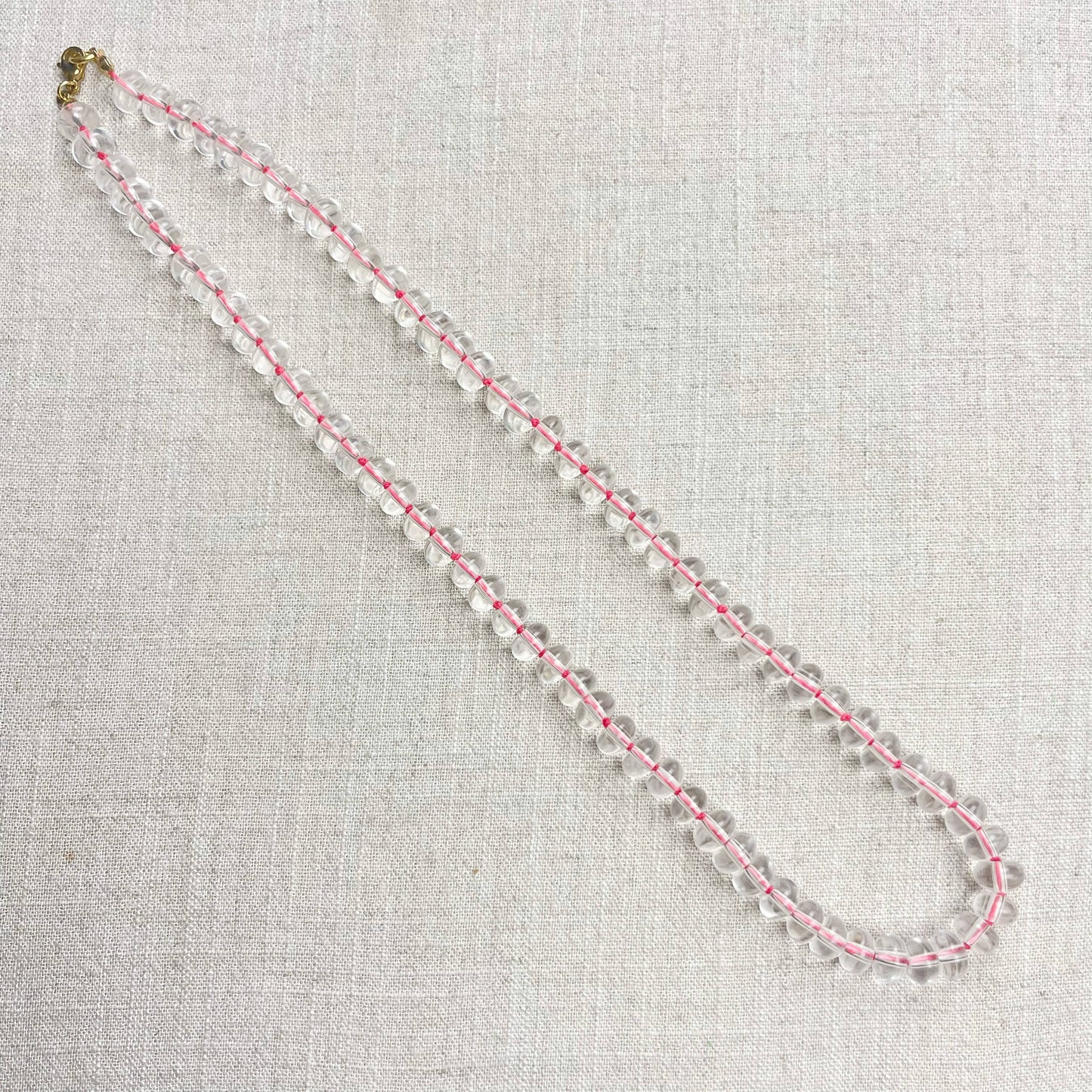 Clear Glass Hand-knotted Beaded Necklace