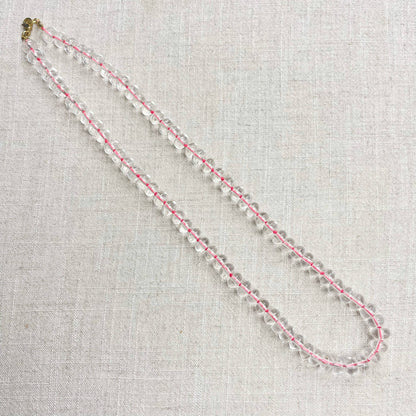 Clear Glass Hand-knotted Beaded Necklace