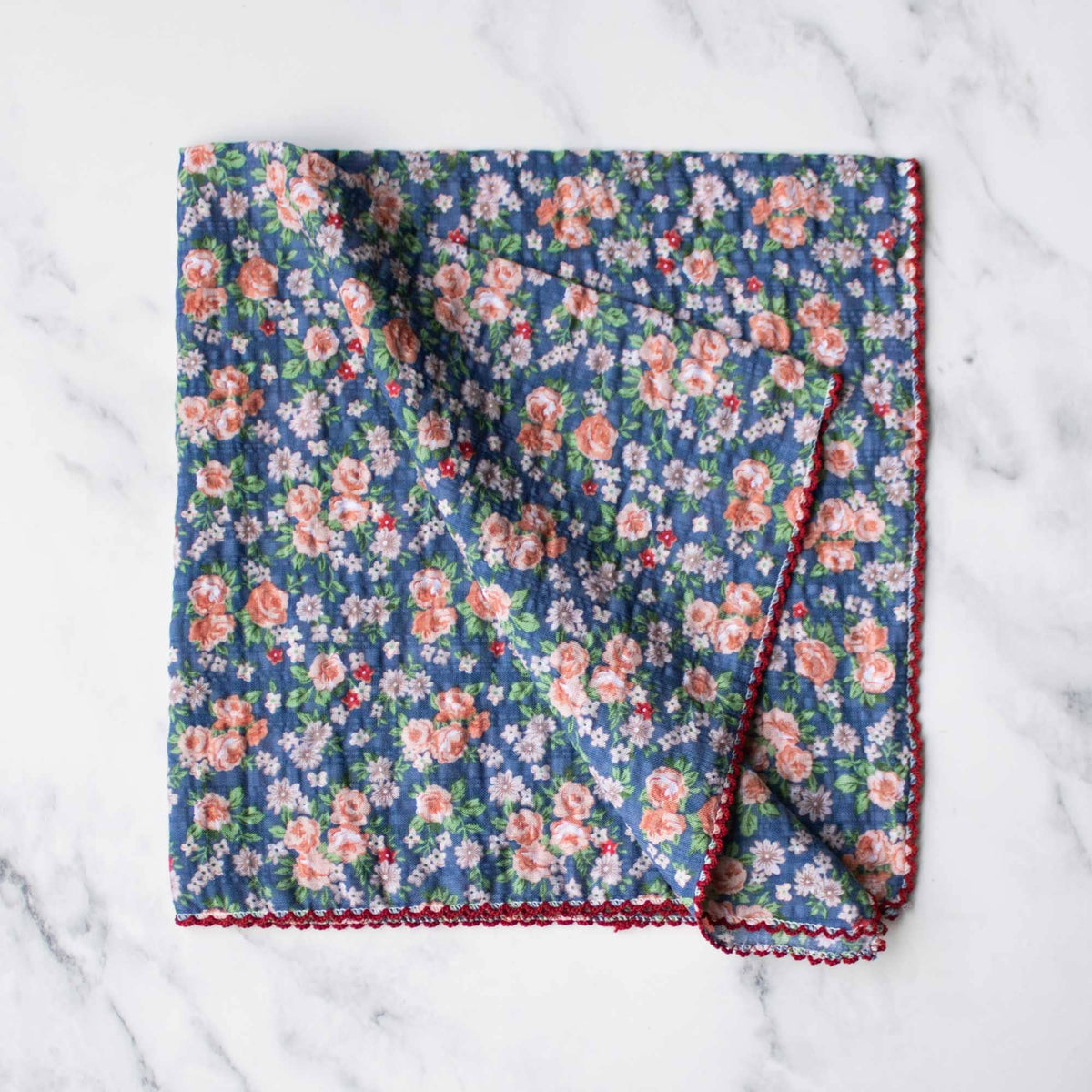 Rose Print Cotton Square Scarf 21 Inch