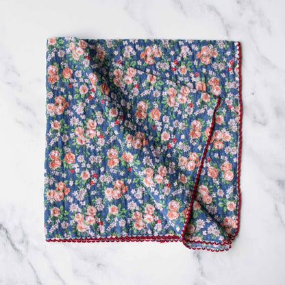 Rose Print Cotton Square Scarf 21 Inch
