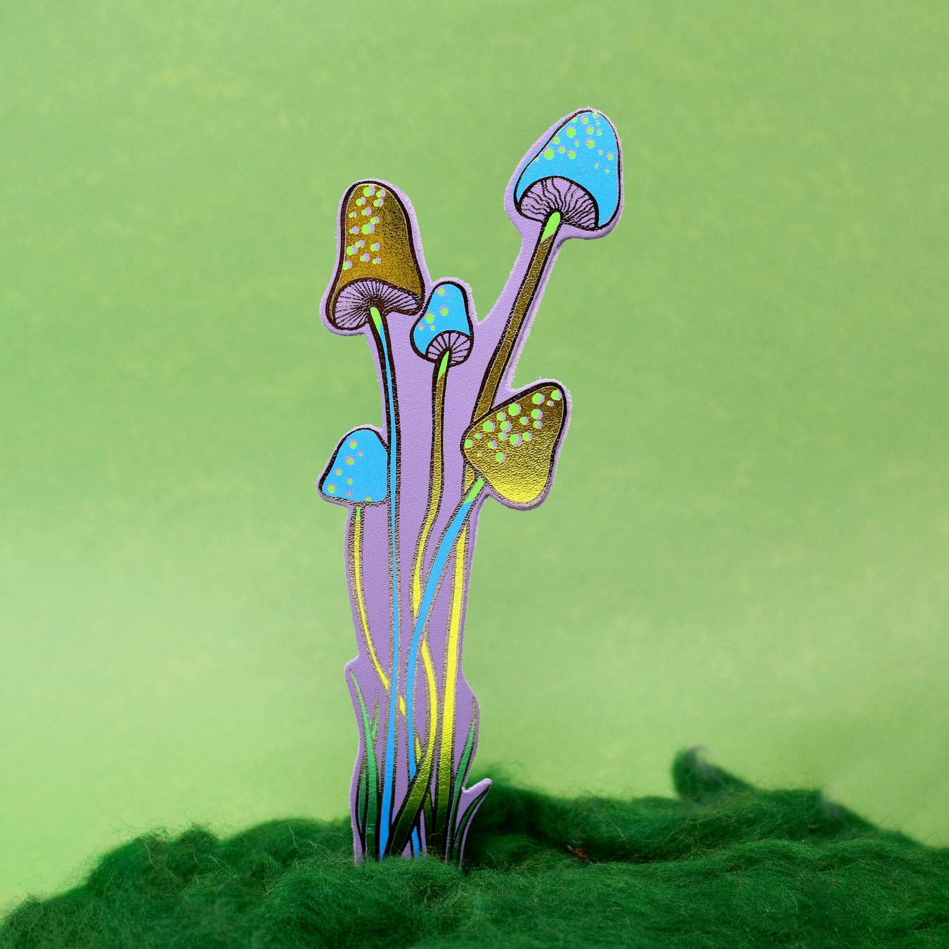 Leather Mushroom Foiled Bookmark