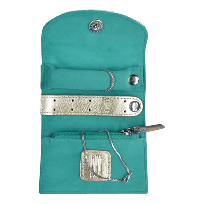 Mini Leather Jewelry Roll Organizer for Travel