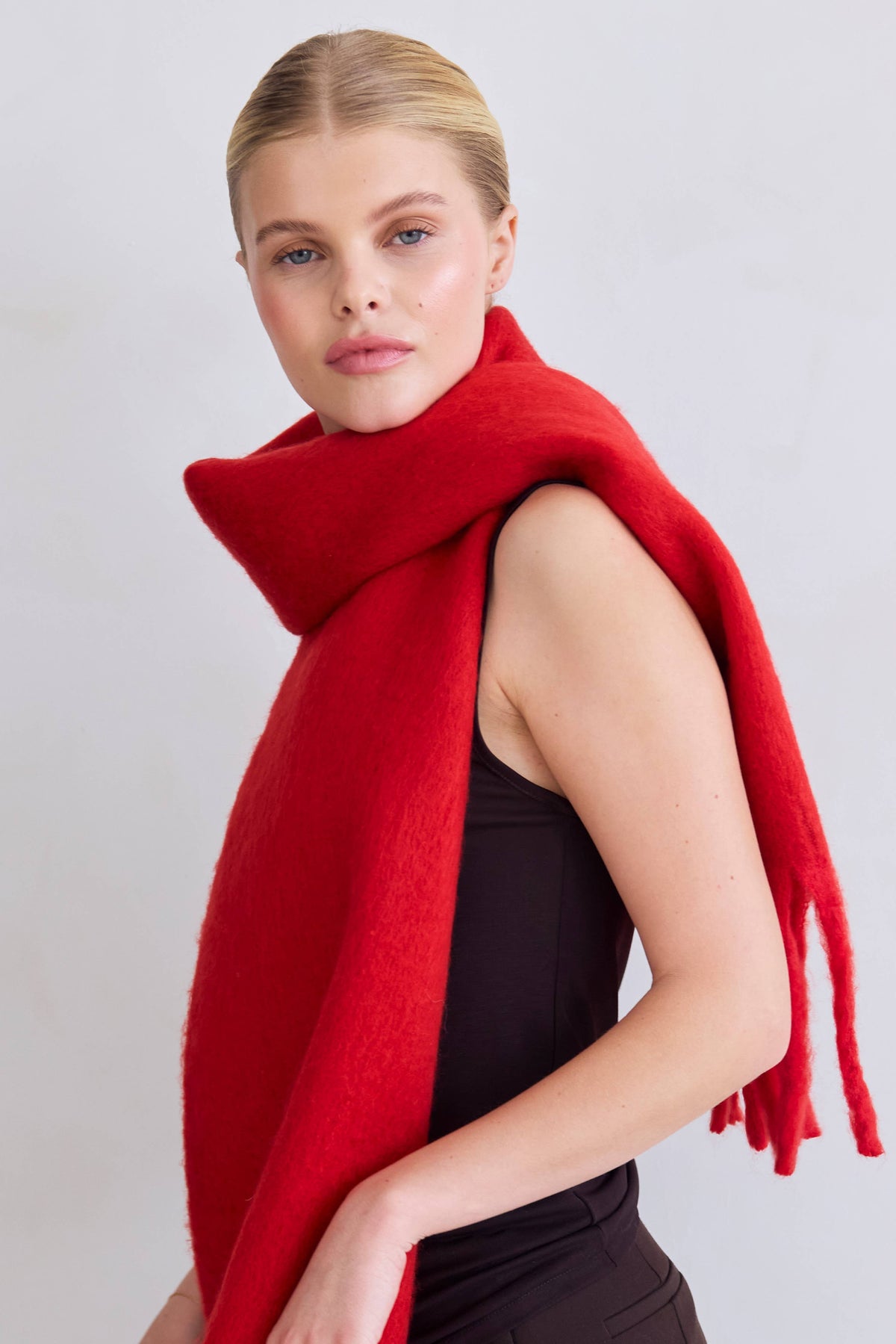 Crimson Red Stockholm Recycled Winter Scarf