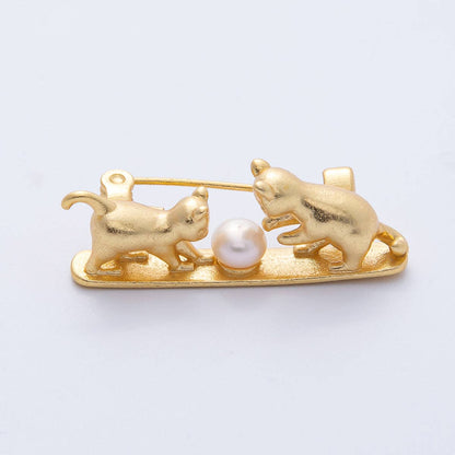 Gold Cat Pin Animal Brooch