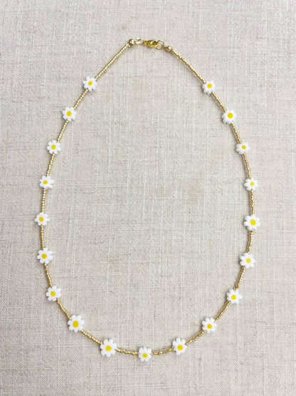 Glass Floral Beaded Delicate Necklace