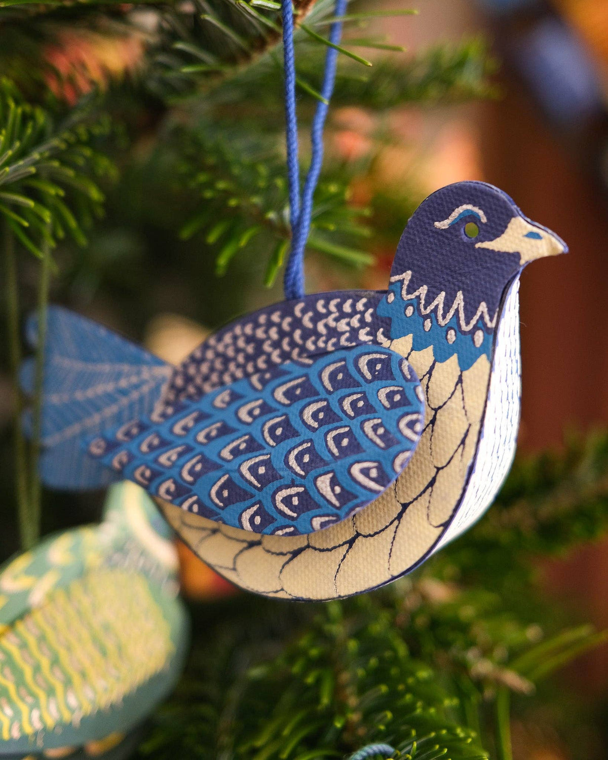 Dove Screen Printed Paper Christmas Ornament