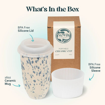 Orchid Speckled Ceramic Travel Mug with Lid, 16 oz