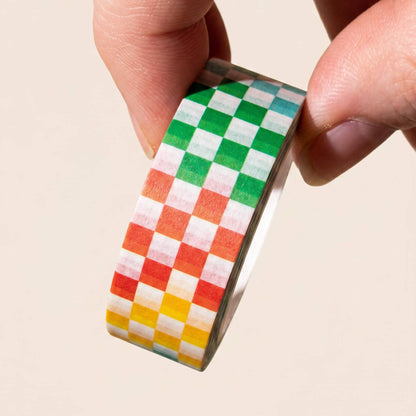 Colorblock Checker Washi Tape Multicolor Decorative Tape