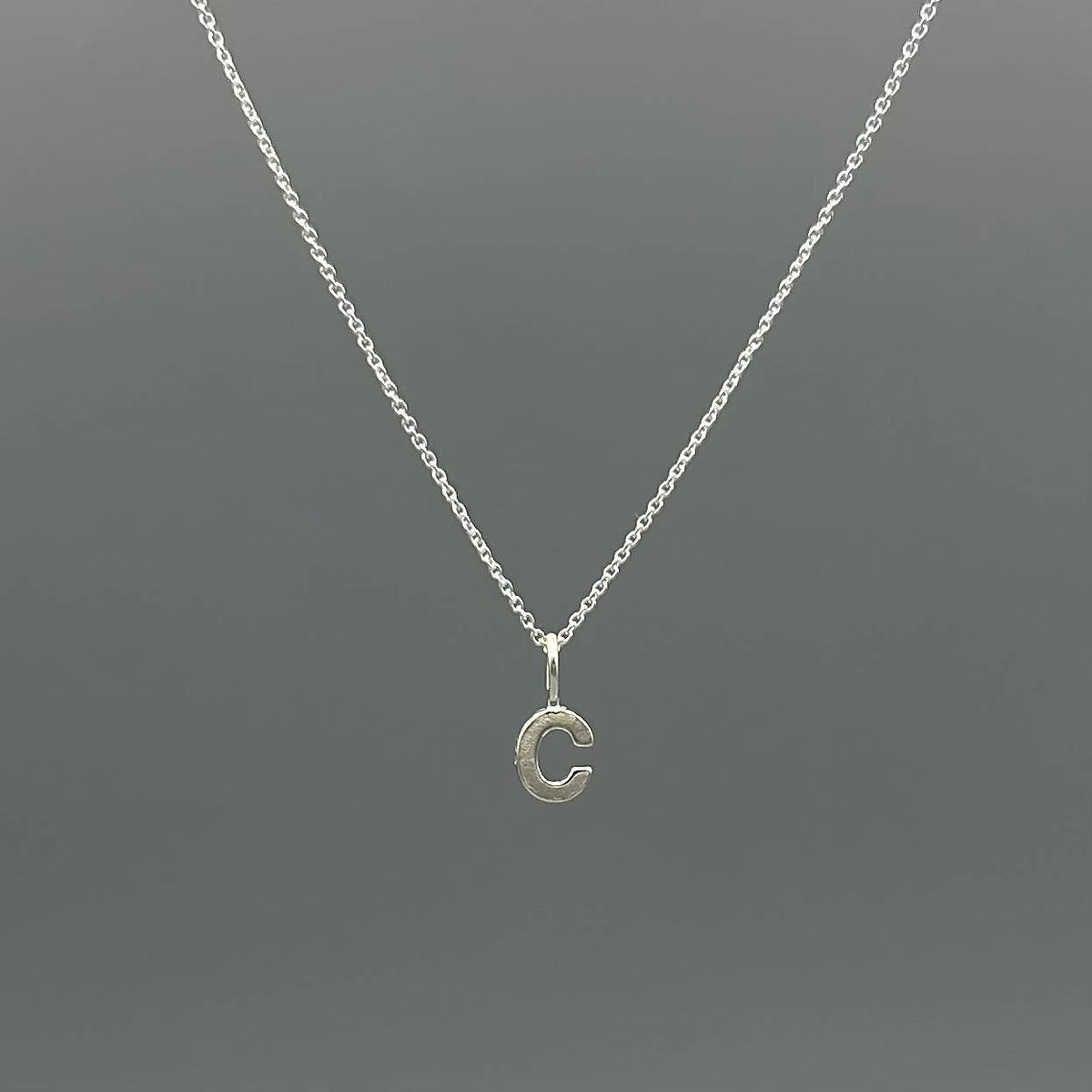 Sterling Silver Block-Letter Initial Necklace