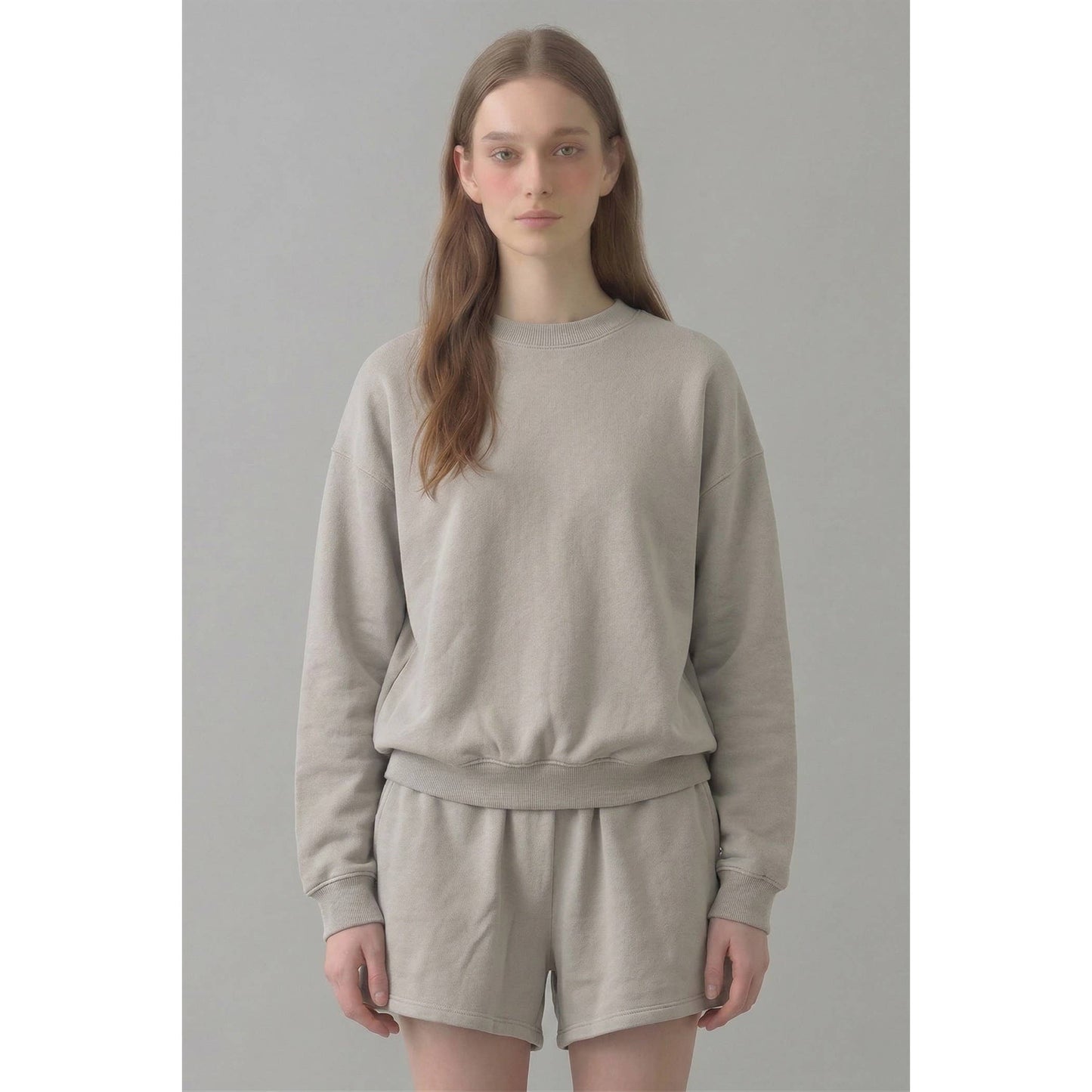Cropped Cotton Terry Crewneck Sweatshirt
