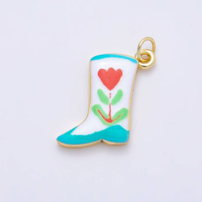 Painted Boots Enamel Charm Earrings