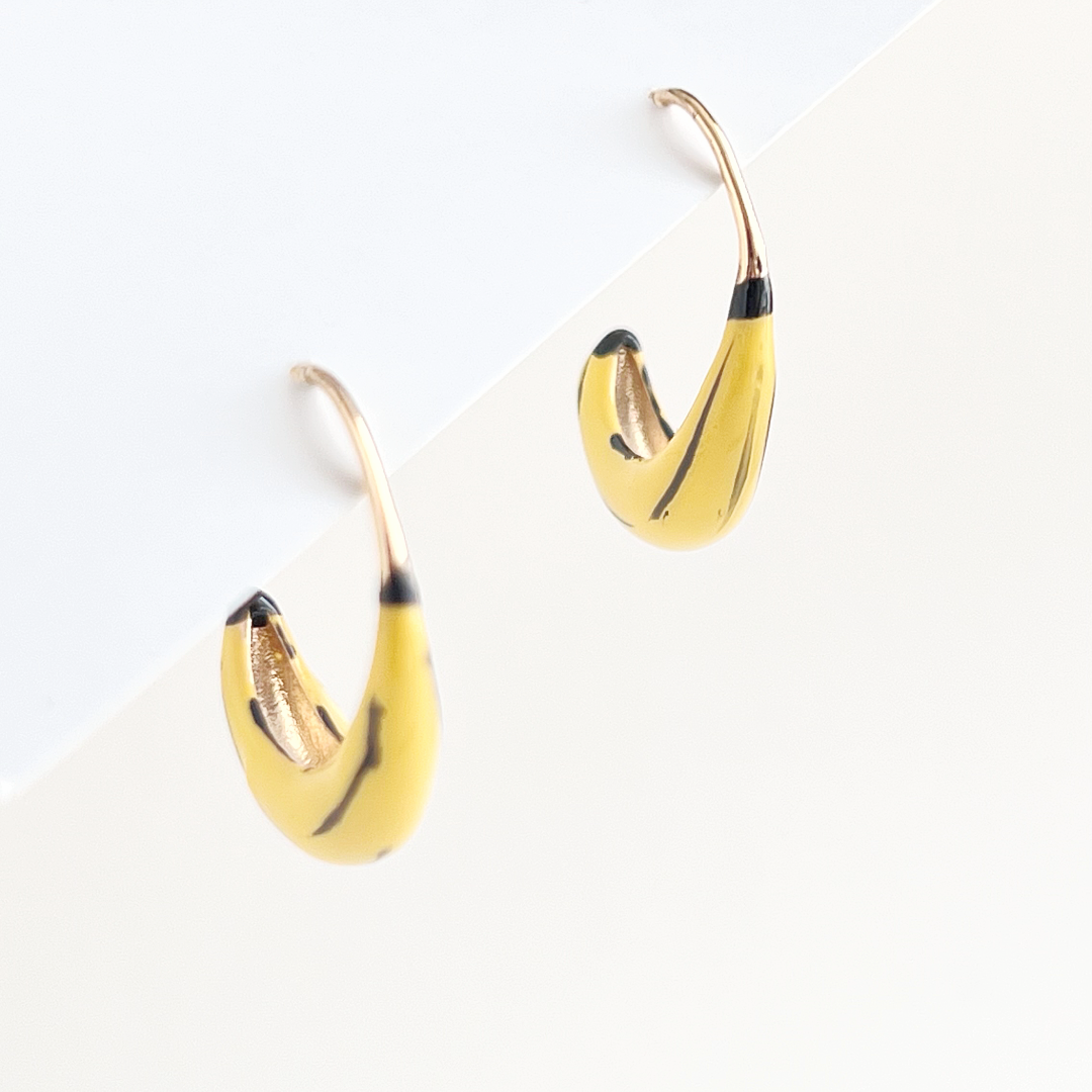 Baby Banana Hoop Earrings | Enameled Earrings