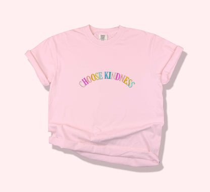 Custom Rainbow Embroidered Wording Tee