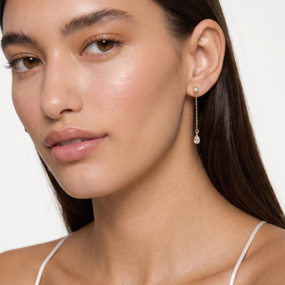 18k Gold Filled Teardrop CZ Dangle Earrings