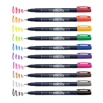 Tombow Fudenosuke Brush Pens, 10-Pack