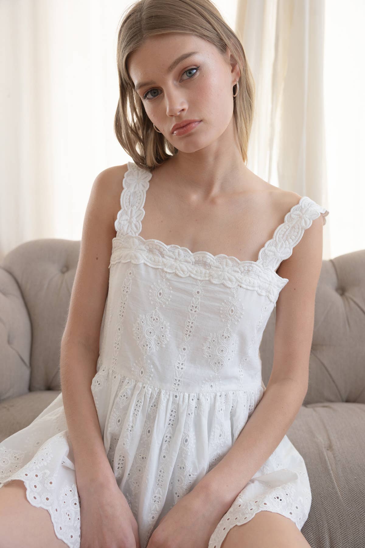 Eyelet Lace Peplum Cami Top