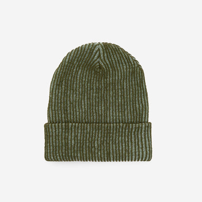 Two-Tone Rib Knit Beanie Unisex One Size