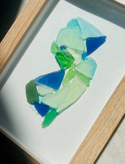 New Jersey Sea Glass Art – Handmade Watercolor & Sea Glass State Silhouette