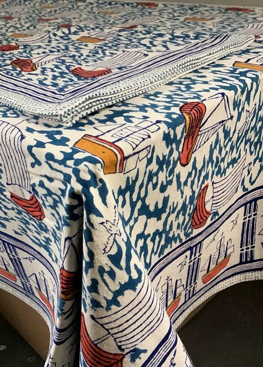 Napkins Harbor Boat Blue