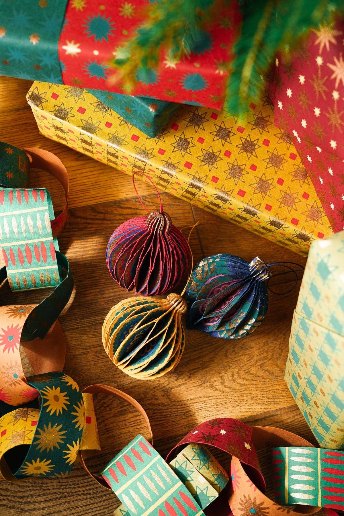Blue Bauble Honeycomb Paper Ornament