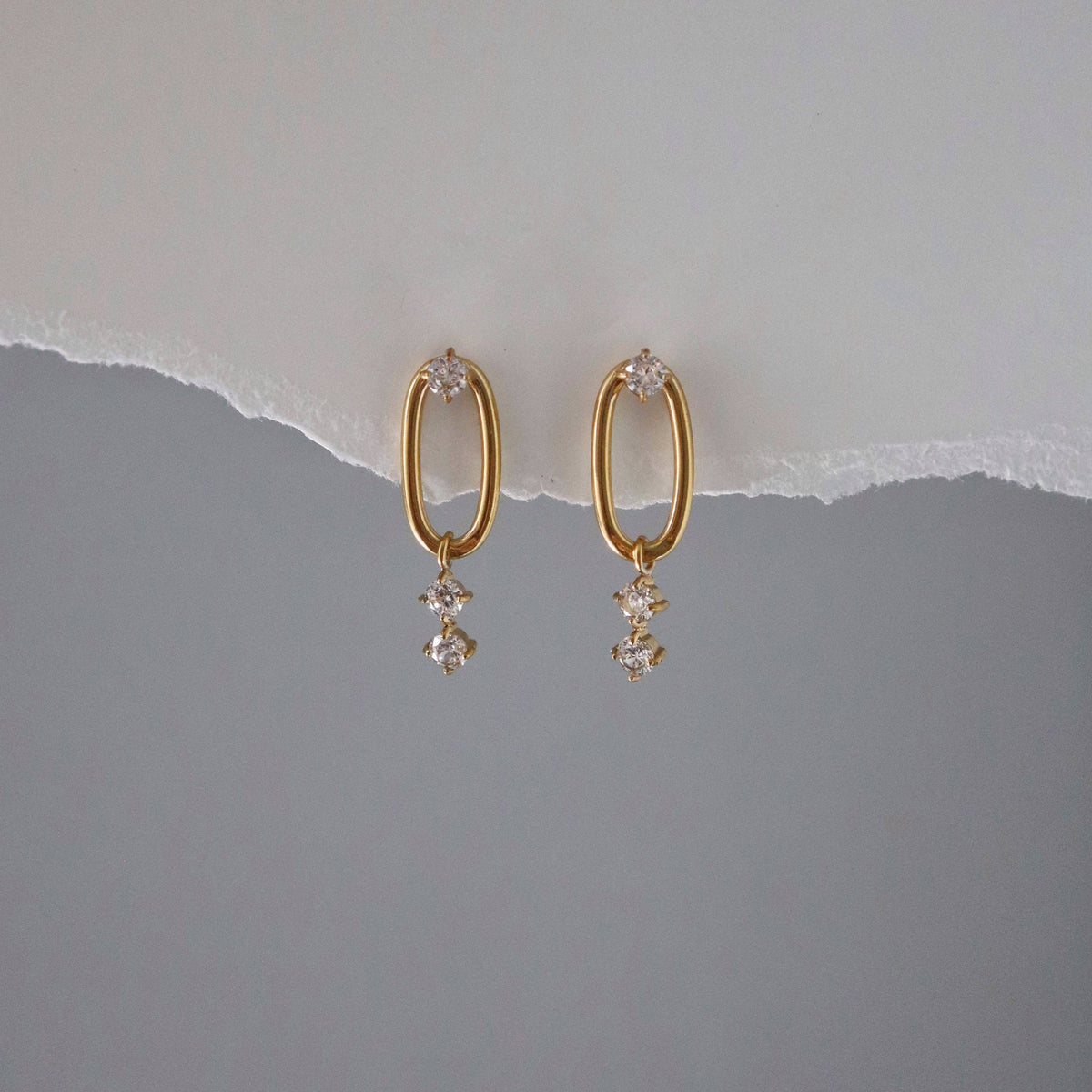 Audrey Gold Hoop Dangle Earrings with CZ