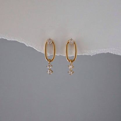 Audrey Gold Hoop Dangle Earrings with CZ