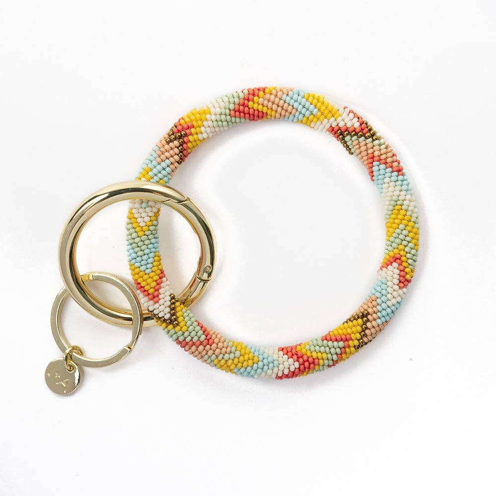 Chloe Chevron Stripe Key Ring, Amalfi