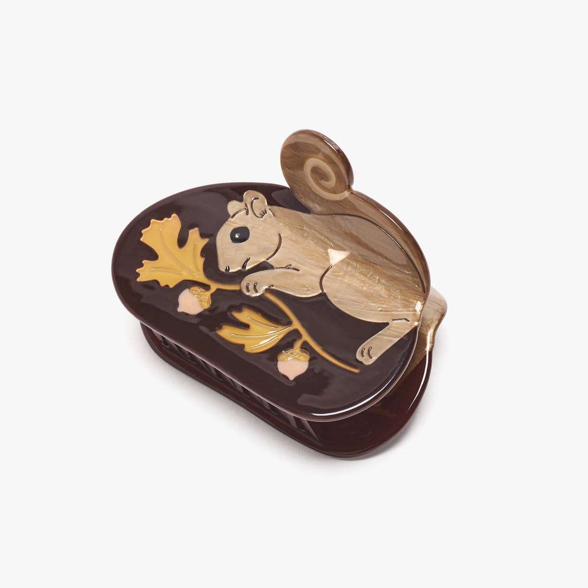 Oak Squirrel and Acorn Acetate Hair Claw Clip