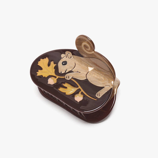 Oak Squirrel and Acorn Acetate Hair Claw Clip