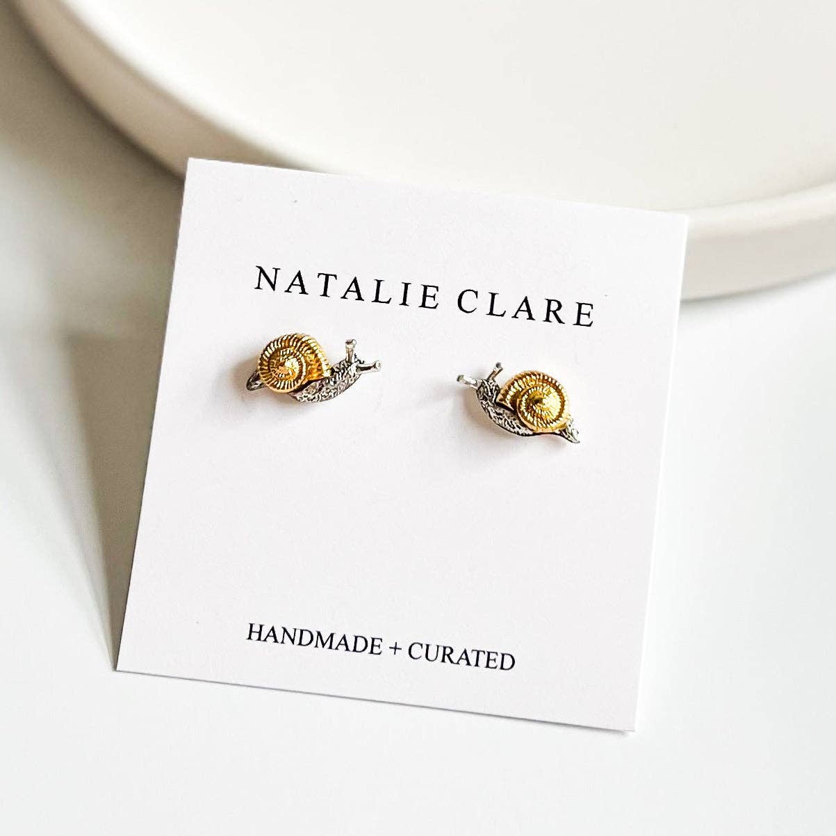 Two Tone Snail Stud Earrings