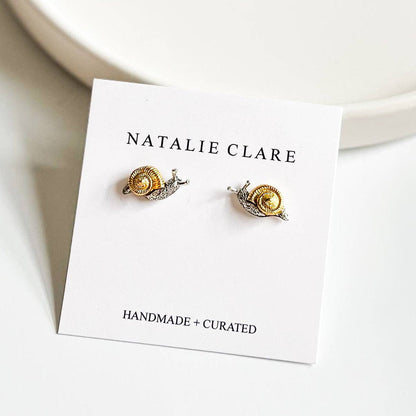 Two Tone Snail Stud Earrings