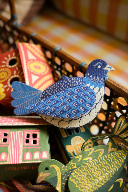 Dove Screen Printed Paper Christmas Ornament