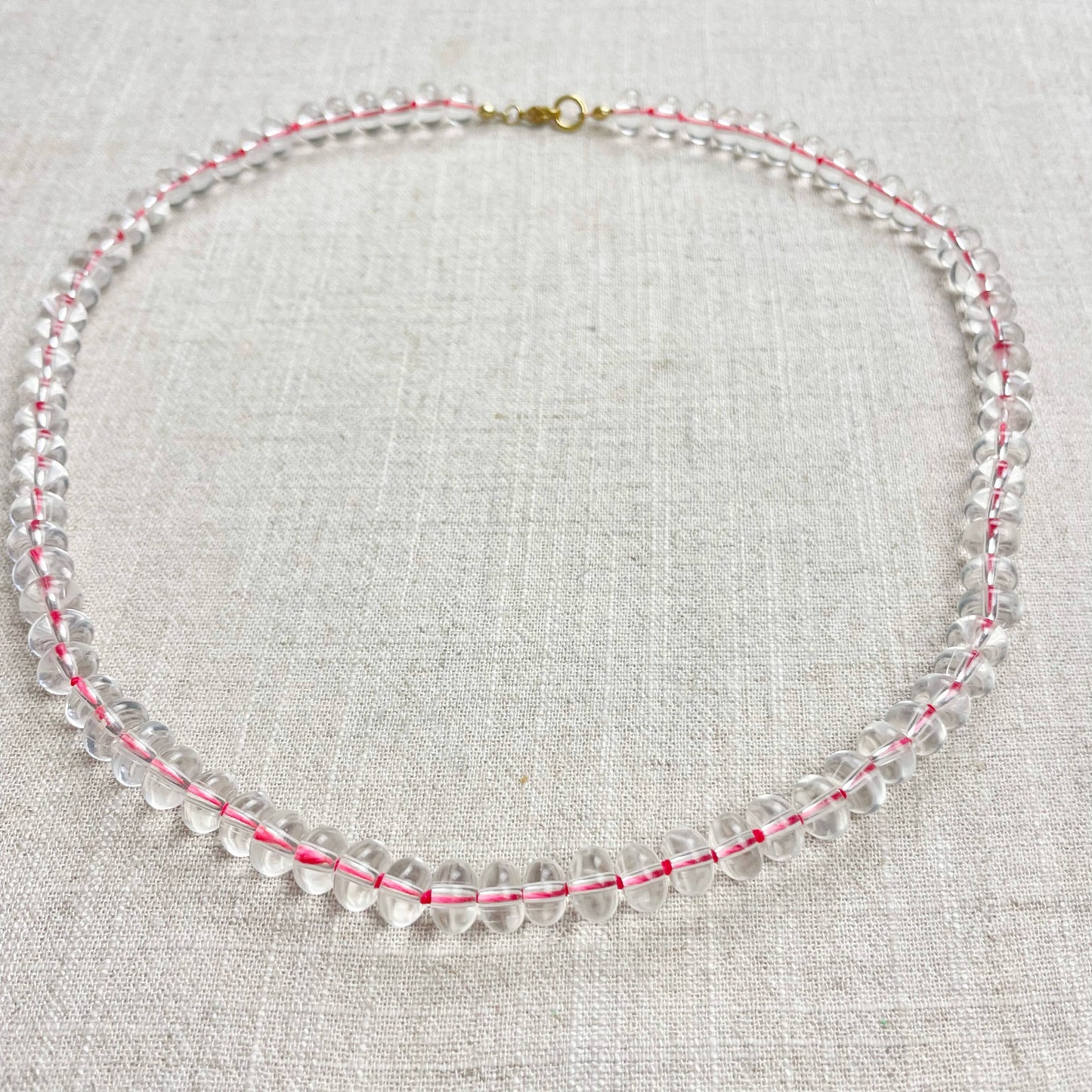 Clear Glass Hand-knotted Beaded Necklace