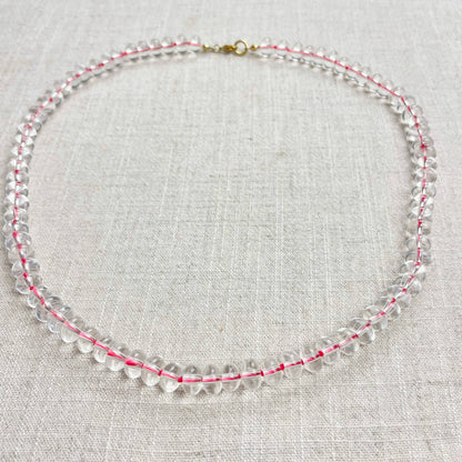 Clear Glass Hand-knotted Beaded Necklace