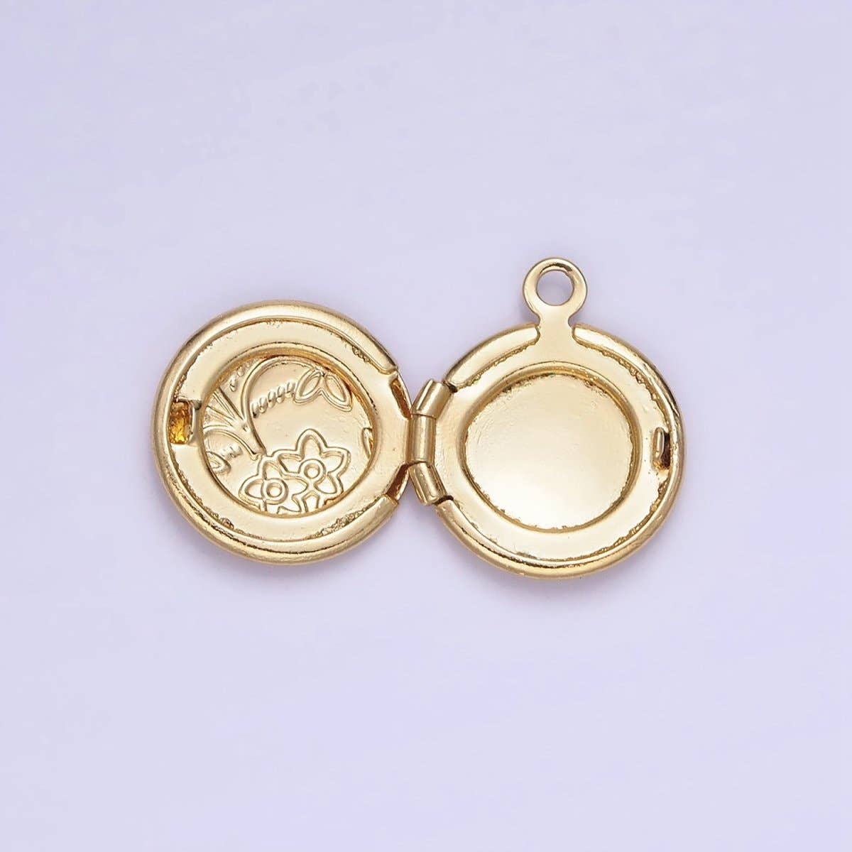 Flower Engraved Round Locket Necklace