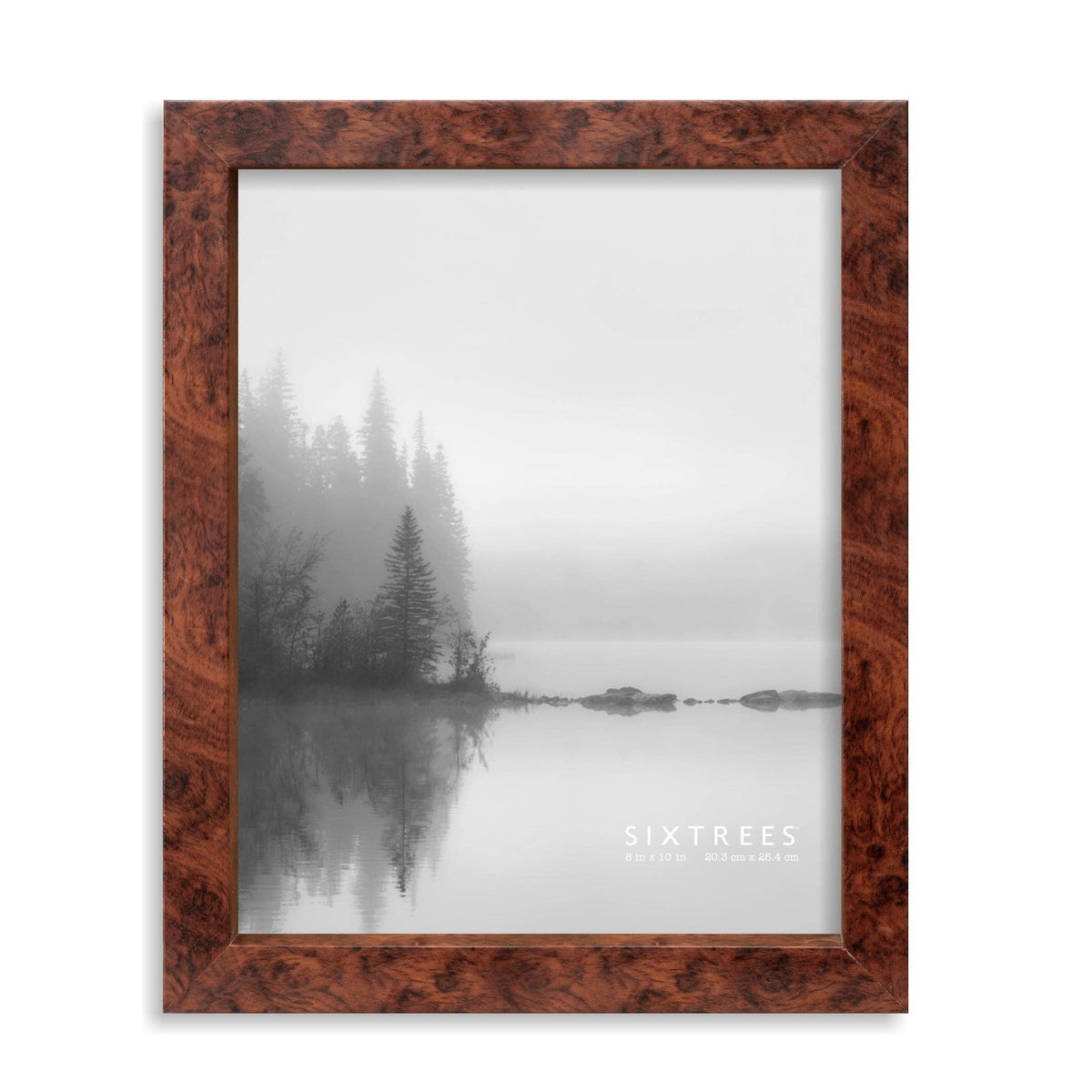 Burl Wood Finish Picture Frame with Real Glass