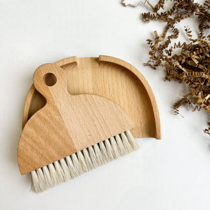 Wooden Mini Broom and Dustpan Set