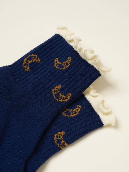 Croissant Ruffle Grip Socks Organic Cotton