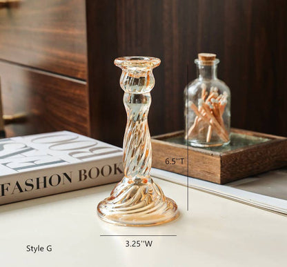 Amber Glass Taper Candle Holder
