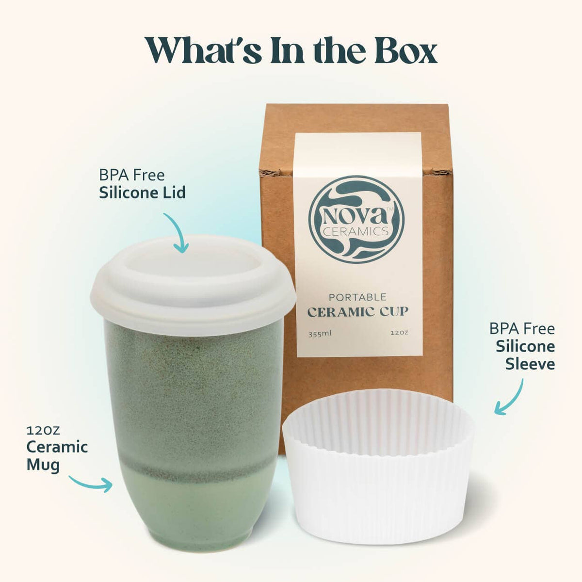 Emerald Green 12oz Ceramic Travel Mug